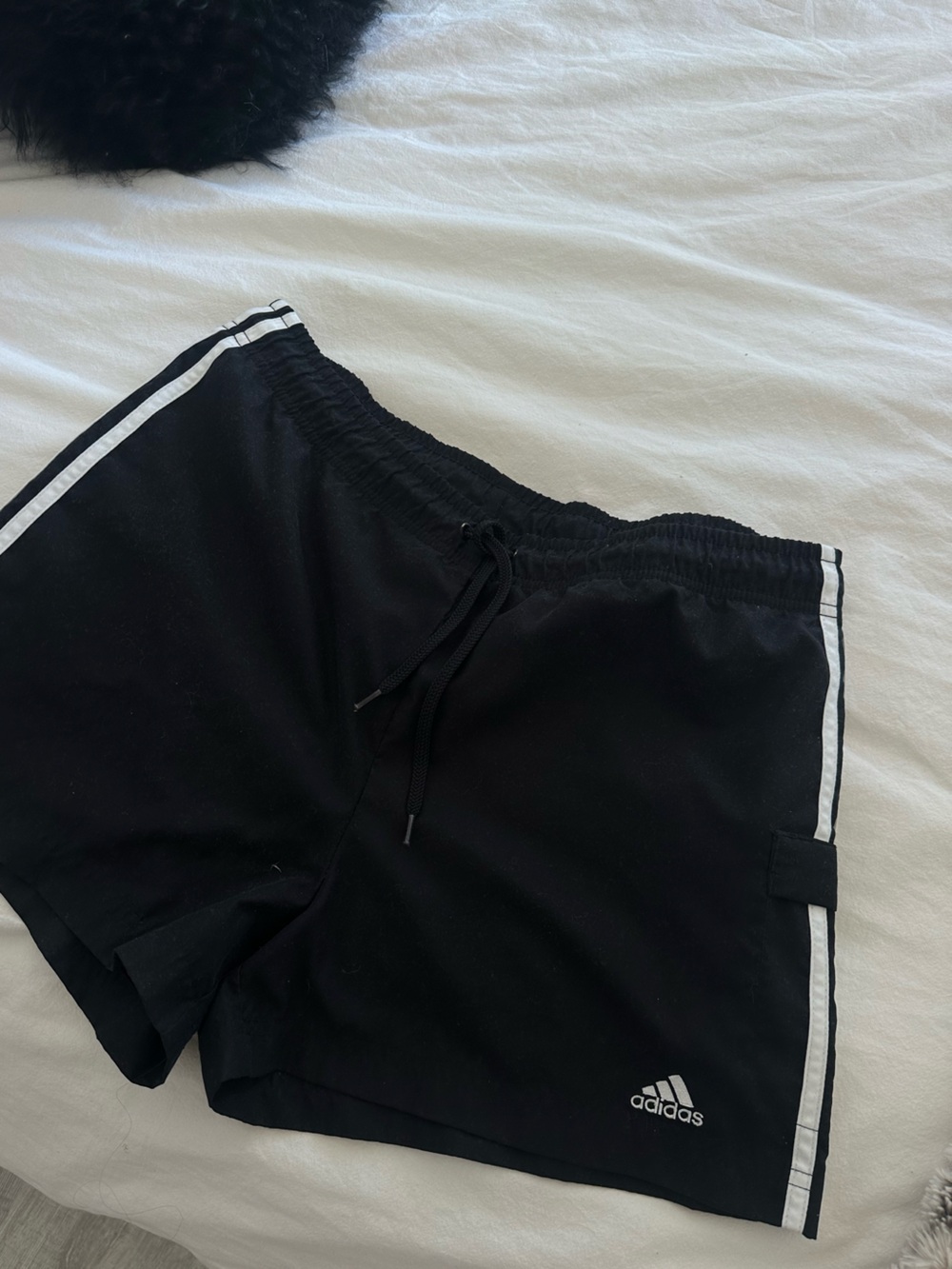 adidas Black Shorts with White Three-Stripes Accent